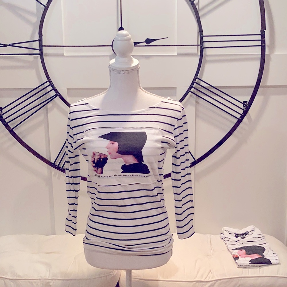 Black and White Stripped Long-Sleeved Shirt
